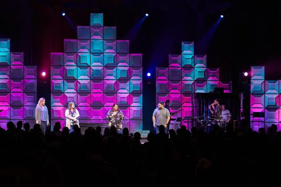 Visual effect lighting, Performing arts, Purple, Plant, Light, Concert, Entertainment, Music, Violet, Pink