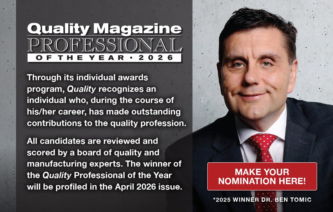 Quality Magazine Professional of the Year 2026 nominations, featuring 2025 winner Dr. Ben Tomic.