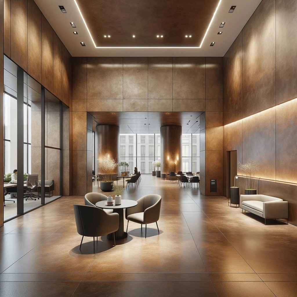Interior design, Wood flooring, Floor, Ceiling, Lobby