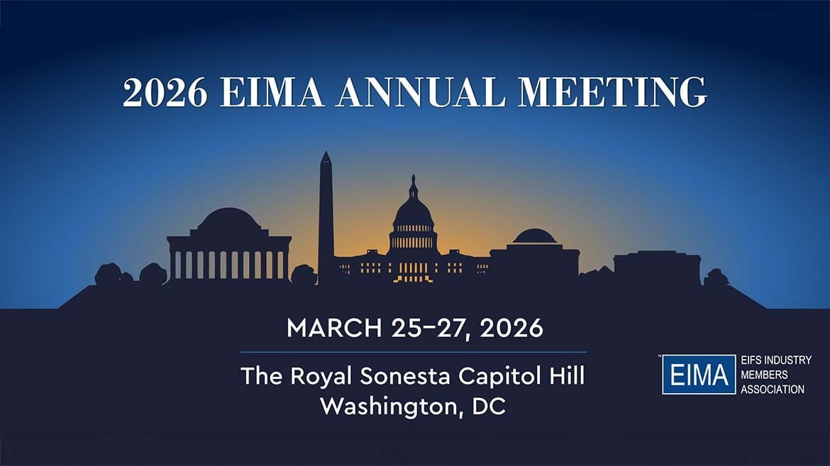 Announcement poster for the 2026 EIMA Annual Meeting in Washington D.C., featuring a skyline silhouette.