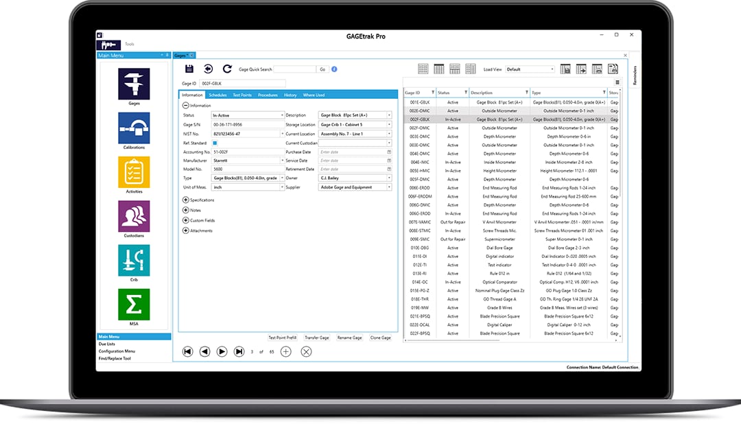 GAGEtrak Calibration Management Software