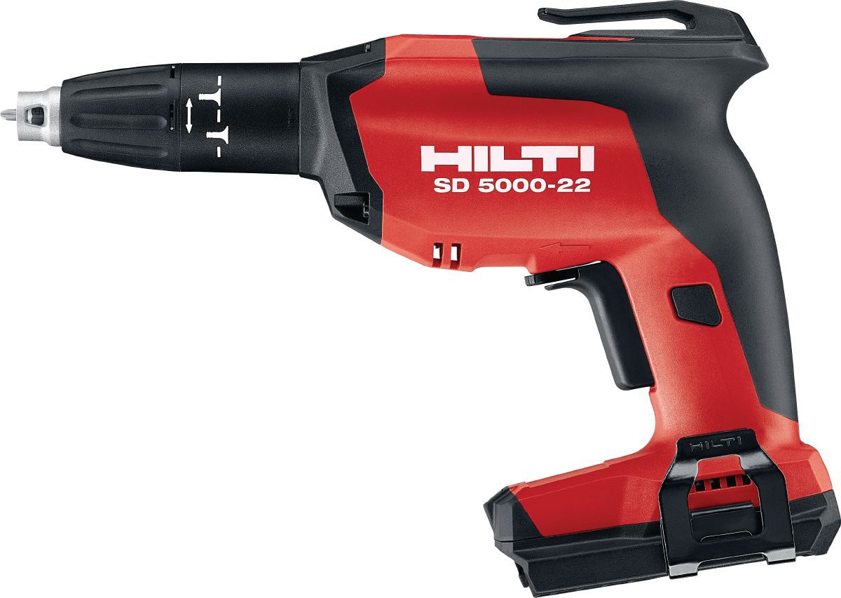 Red and black Hilti SD 5000-22 cordless drywall screwdriver.
