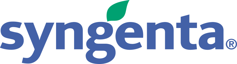 The Syngenta logo, featuring the company name in blue with a green leaf and a registered trademark symbol.