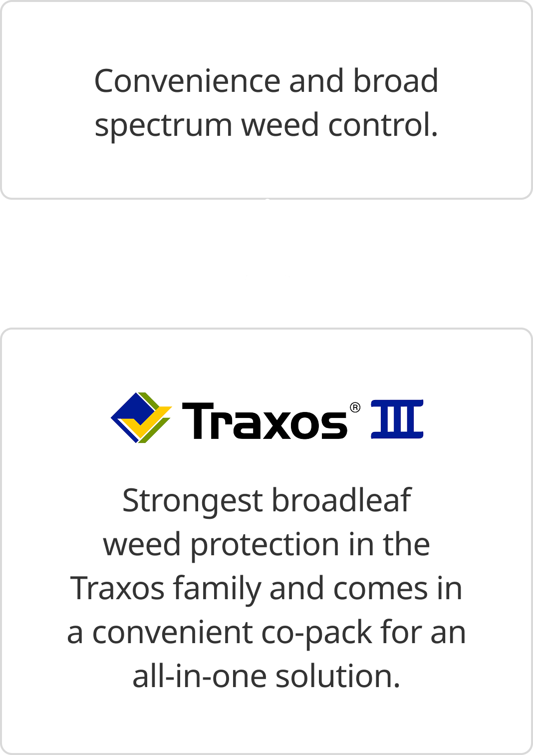 Traxos III: strongest broadleaf protection, all-in-one co-pack.