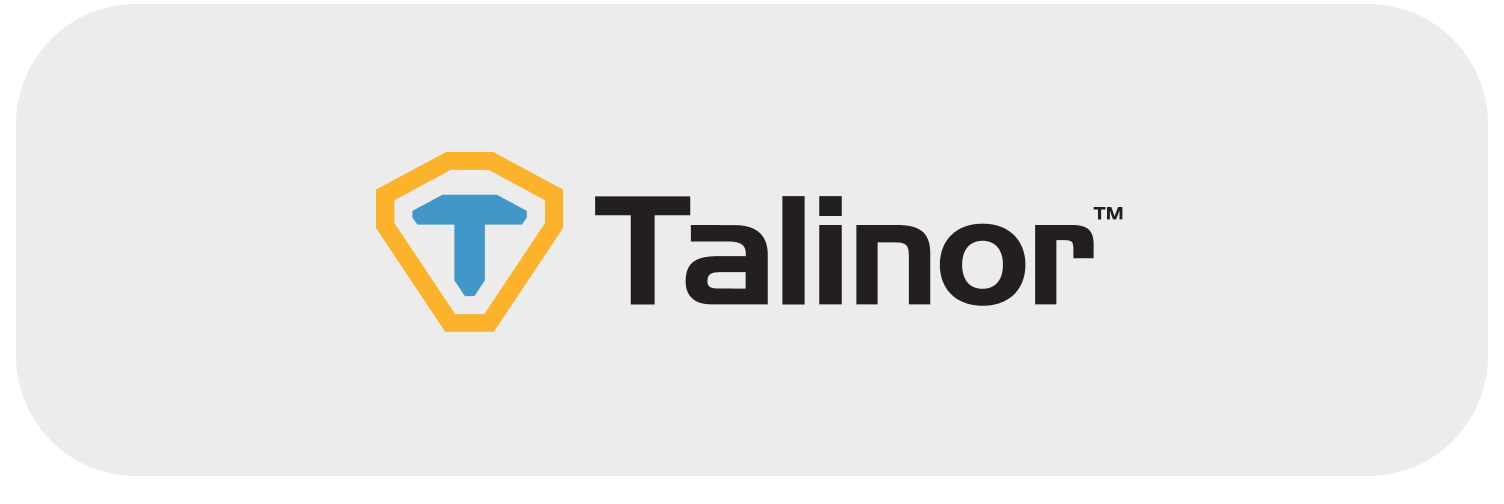 Talinor logo featuring a blue 'T' within a golden shield icon, followed by the company name.