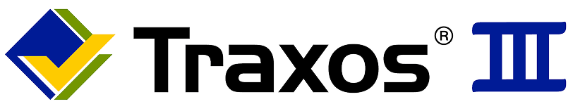 Traxos® II logo featuring a blue, yellow, and green checkmark graphic.