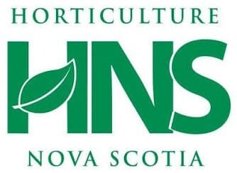Green logo for Horticulture Nova Scotia, featuring a large HNS with a leaf, and 'HORTICULTURE' and 'NOVA SCOTIA' text.