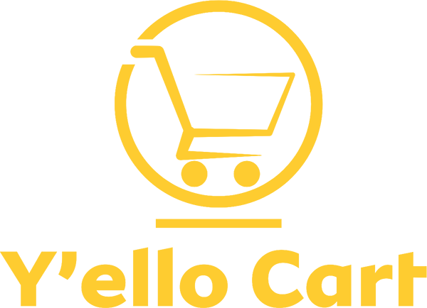 Yellow shopping cart logo with 'Y'ello Cart' text on green.