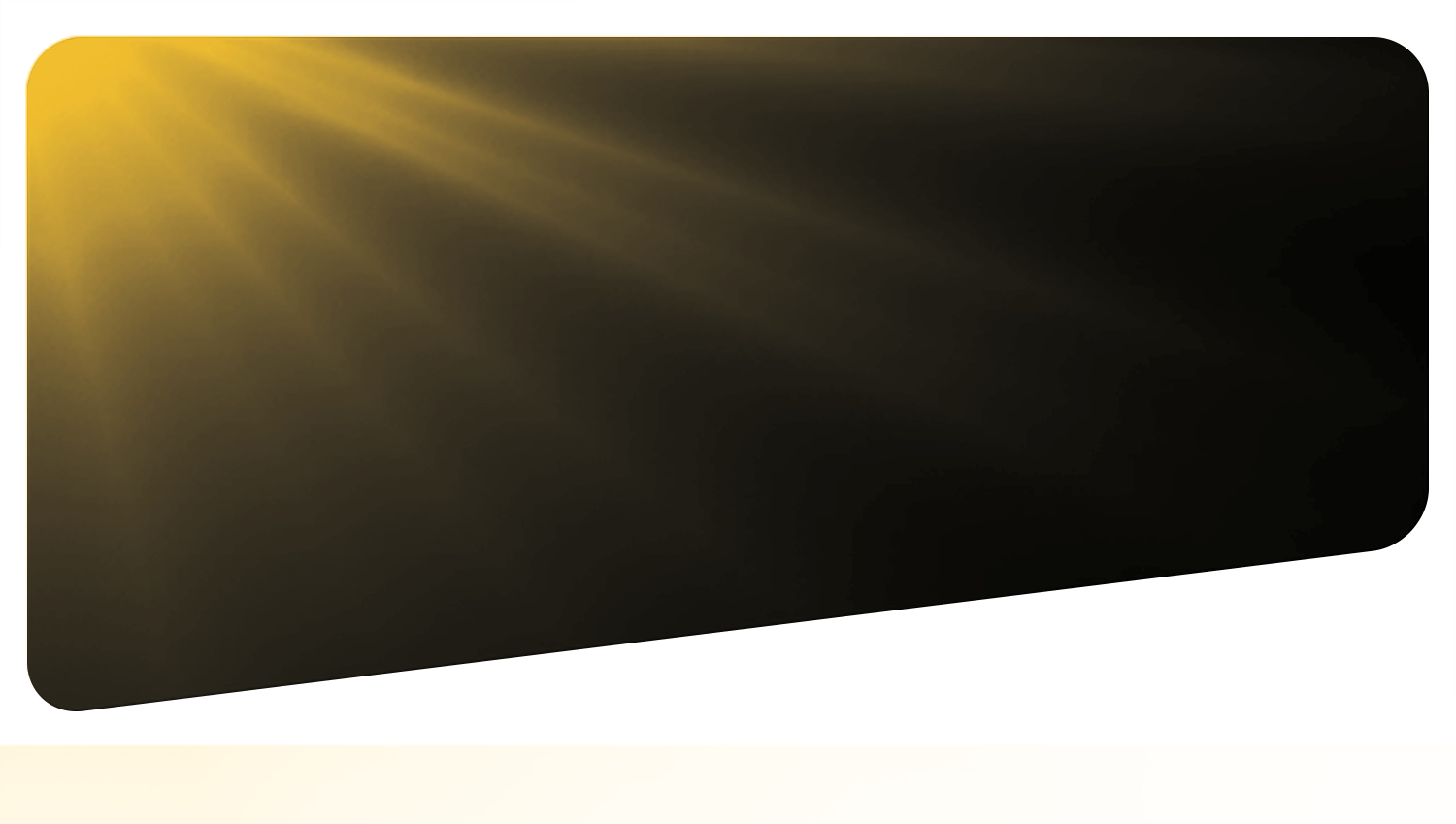 Dark rectangular area with sunbeams emanating from the top-left corner, set against a two-tone background.