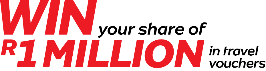 Red text advertising 'WIN your share of R1 MILLION in travel vouchers'.