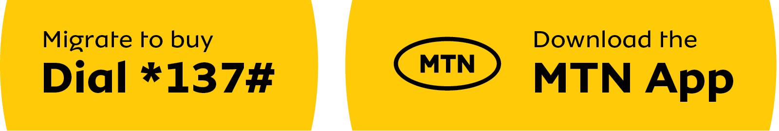 MTN ad with options: 'Migrate to buy Dial *137#' and 'Download the MTN App'.