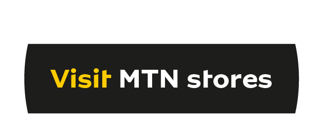 A black button with rounded ends featuring the text "Visit MTN stores" in yellow and white.
