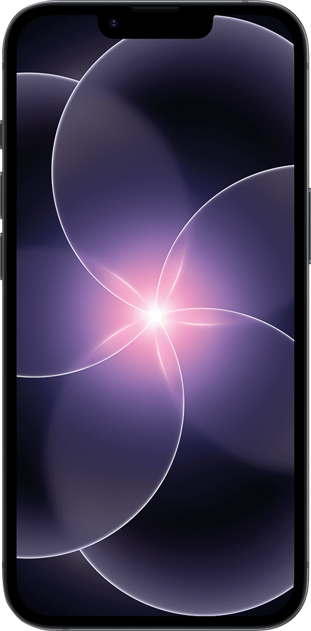 Abstract phone wallpaper with glowing purple and pink curves radiating from a central bright light.