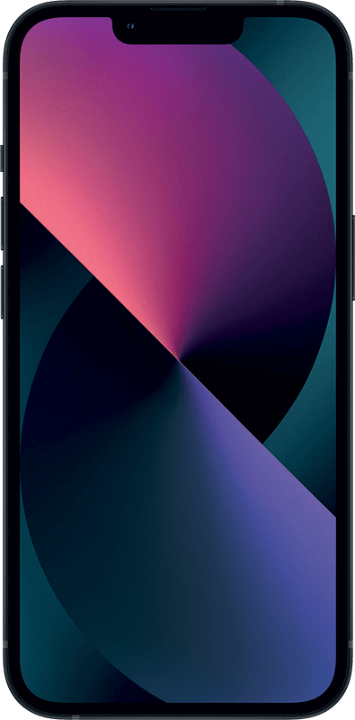 iPhone with swirling pink, purple, and teal abstract wallpaper.