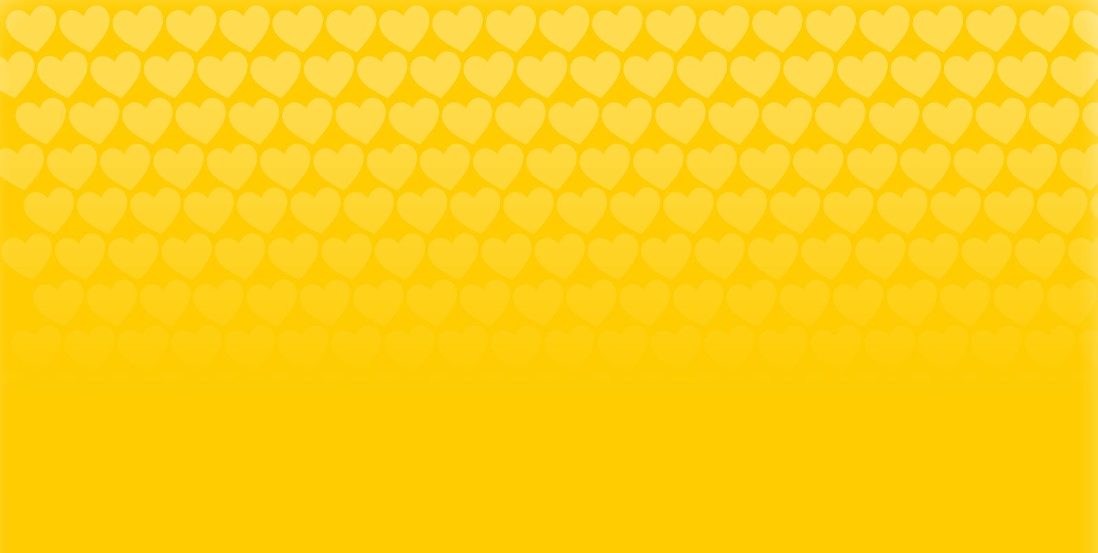 Yellow background with a pattern of lighter yellow hearts filling the top half of the image.