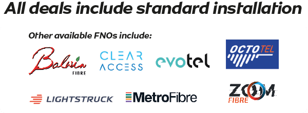 Logos of Fiber Network Operators (FNOs) such as Balwin, Clear Access, Evotel, Octotel, and more.