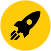Launching rocket icon.