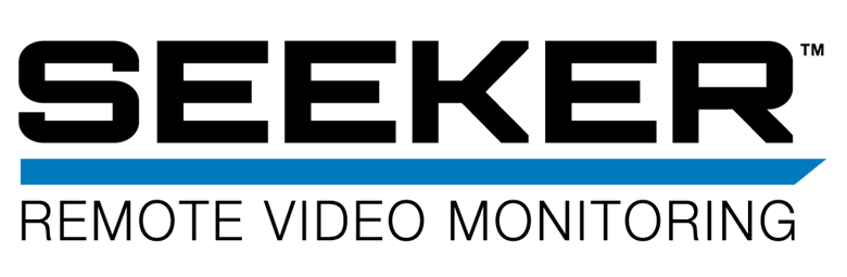 SEEKER logo with 'REMOTE VIDEO MONITORING' text and a blue line on a green background.