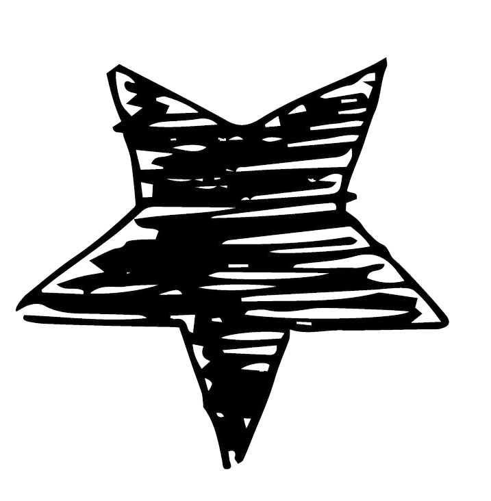 Scribbled black five-pointed star.