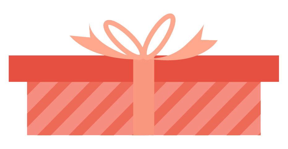 Red gift box with pink ribbon.