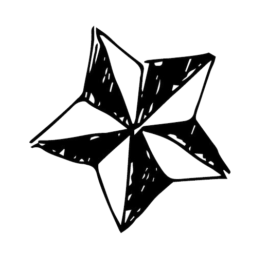 Sketchy black 6-pointed star, resembling the Umbrella Corporation logo, on a green background.