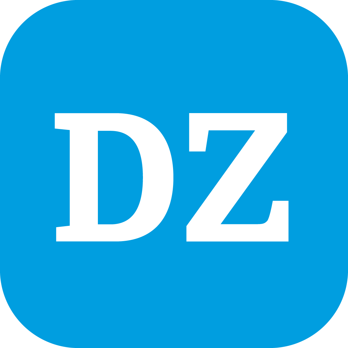 White "DZ" letters on a blue rounded square logo.