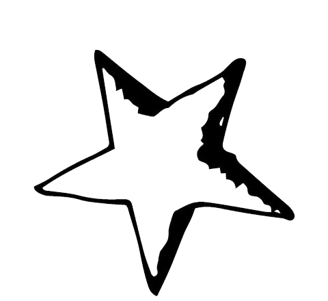 Black five-pointed star with rough, uneven edges.