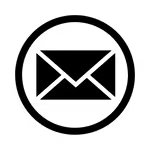 Distressed email icon in a circular frame.