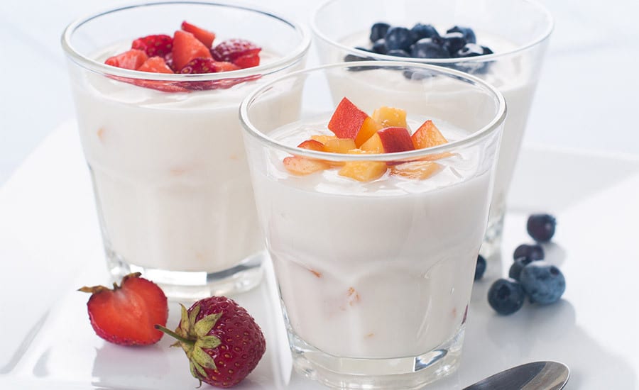 Dairy product, Food, Fruit, Tableware, Ingredient, Dessert, Produce, Berry, Cream, Breakfast