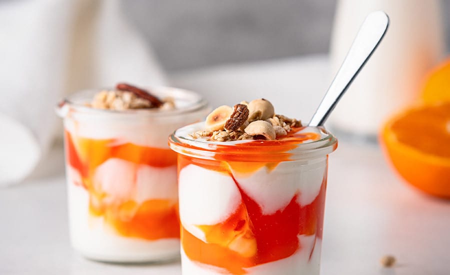 Dairy product, Frozen dessert, Food, Ingredient, Tableware, Produce, Cream, Fruit