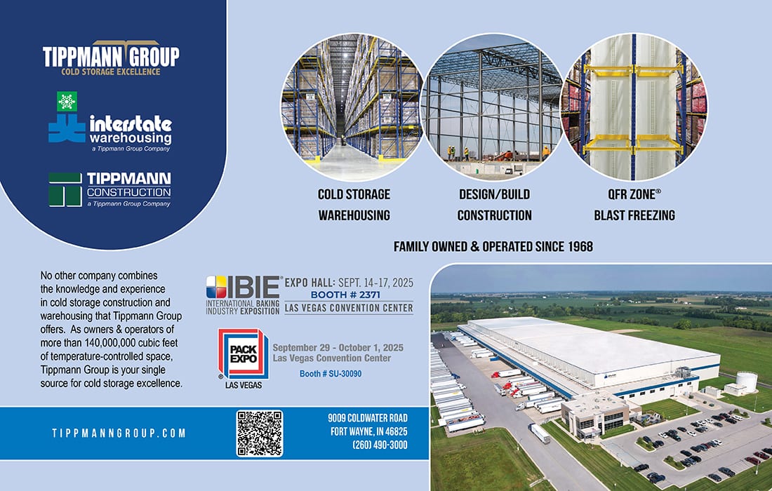 Tippmann Group ad for cold storage, construction, and warehousing services.