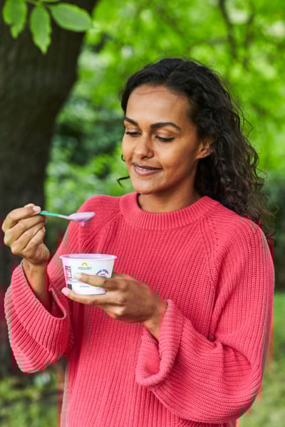 People in nature, Hand, Smile, Shirt, Plant, Tableware, Happy, Gesture, Finger, Grass