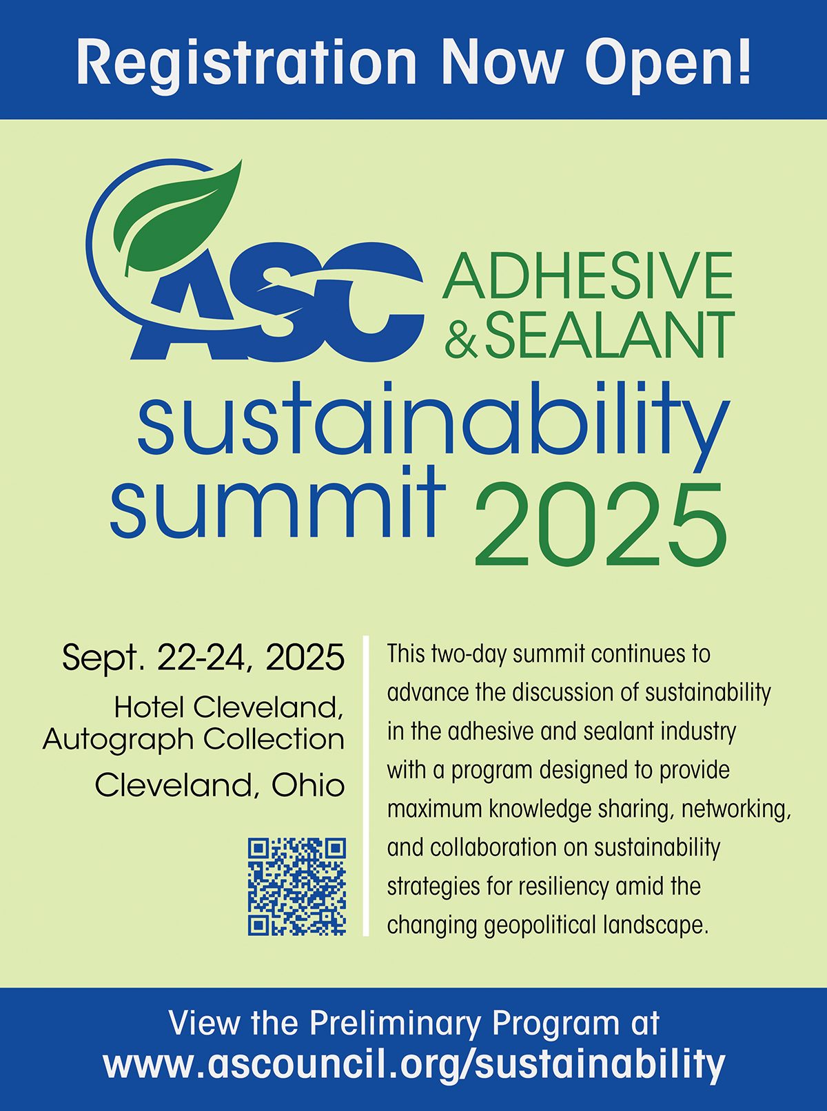 ASC Sustainability Summit 2025: Registration Open! Sept 22-24, Cleveland.