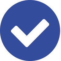 A blue circle containing a green checkmark, symbolizing completion or verification.