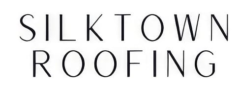 Logo with black text 'SILKTOWN ROOFING' on a white background.