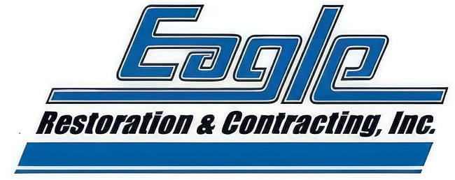 Logo for Eagle Restoration & Contracting, Inc., featuring 'Eagle' in large blue letters and the full name below.