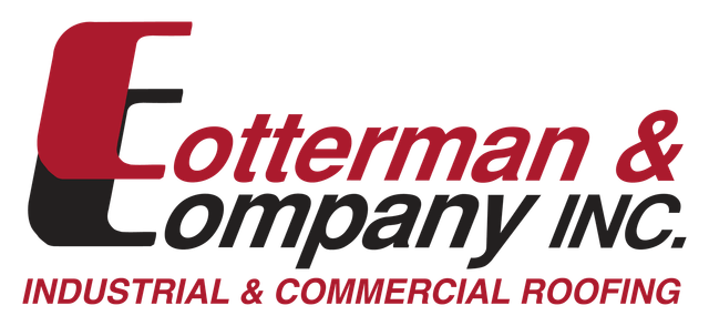 Eotterman & Company INC. Industrial & Commercial Roofing logo with red and dark grey text on a dark background.