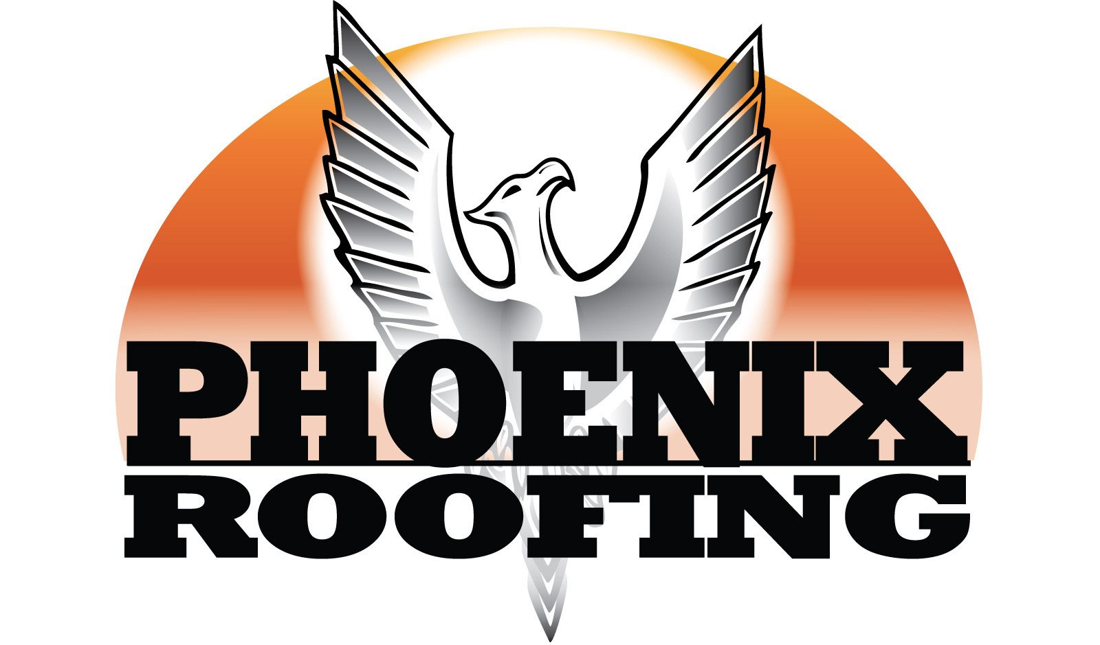 Logo for Phoenix Roofing: a phoenix bird with spread wings over an orange sun, with "PHOENIX ROOFING" text.