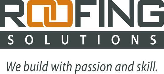 Logo for Roofing Solutions, featuring company name and tagline: 'We build with passion and skill'.
