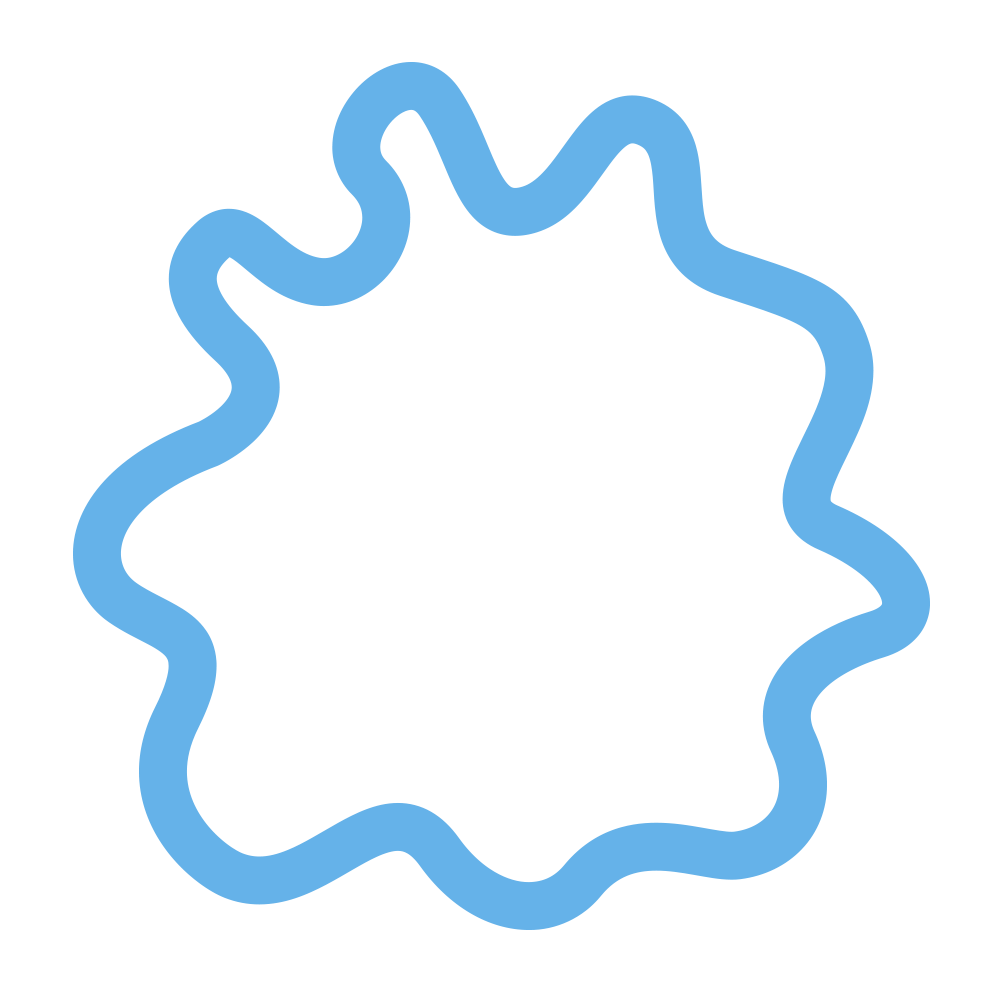 A blue wavy, irregular blob-like outline resembling a splash or doodle on a dark green background.