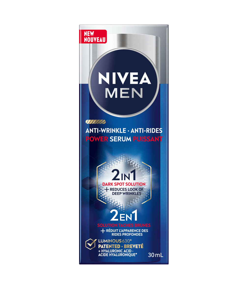 Nivea Men Anti-Wrinkle Power Serum, 2in1 for dark spots & deep wrinkles, 30ml bottle.