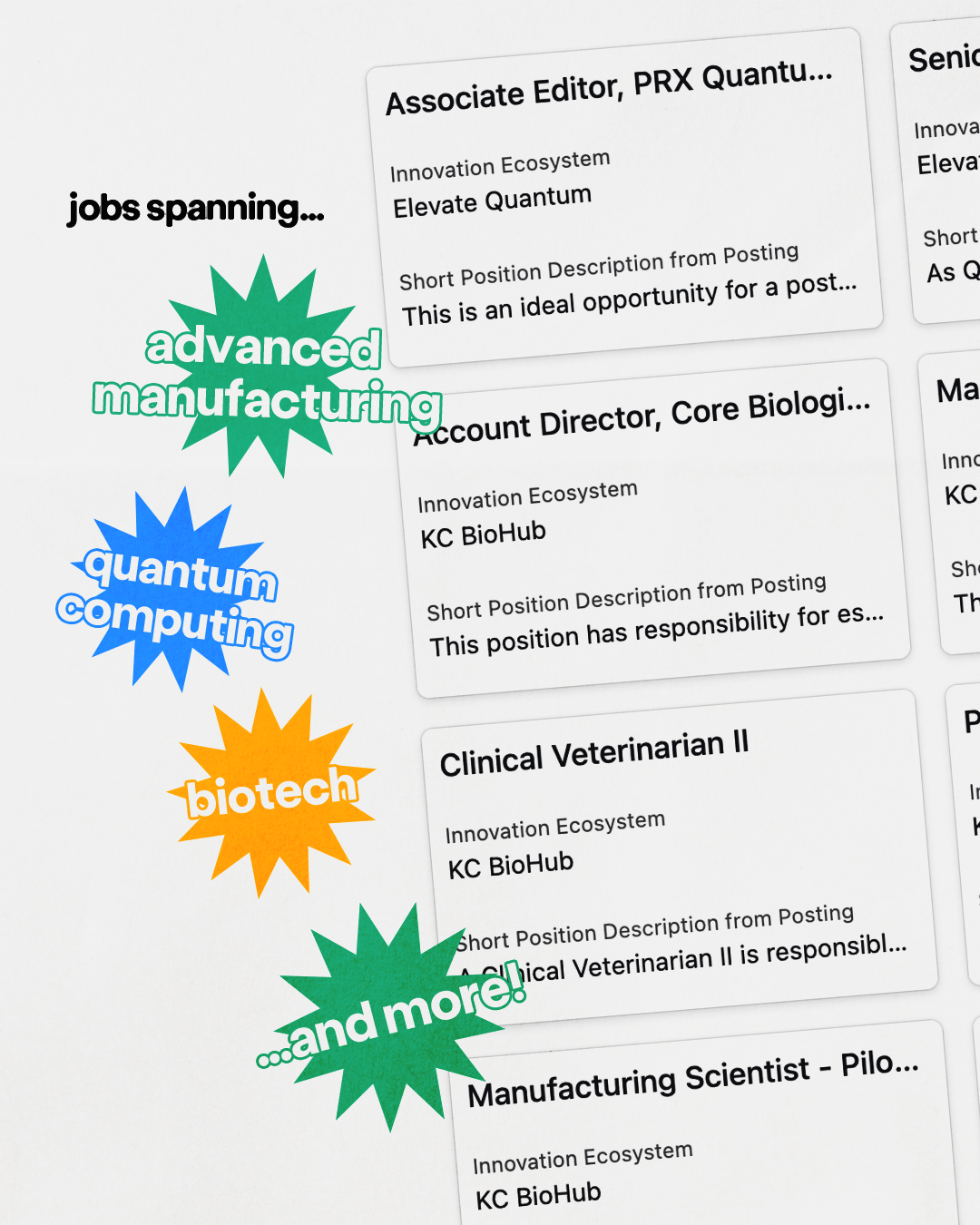 Job listings: advanced manufacturing, quantum computing, biotech, and more.