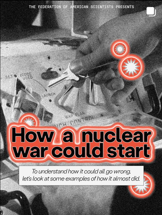 Hand inserting key into a nuclear launch control panel. Title: "How a nuclear war could start."