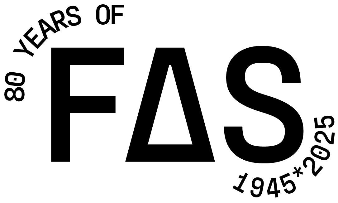 Logo: Black text "80 YEARS OF FAS 1945*2025" on a green background.