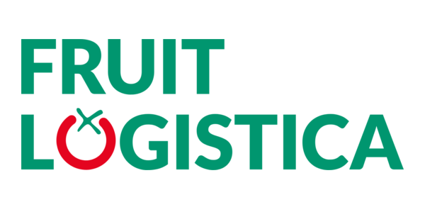 Green "FRUIT LOGISTICA" logo, with a red stylized fruit replacing the 'O' in "LOGISTICA".