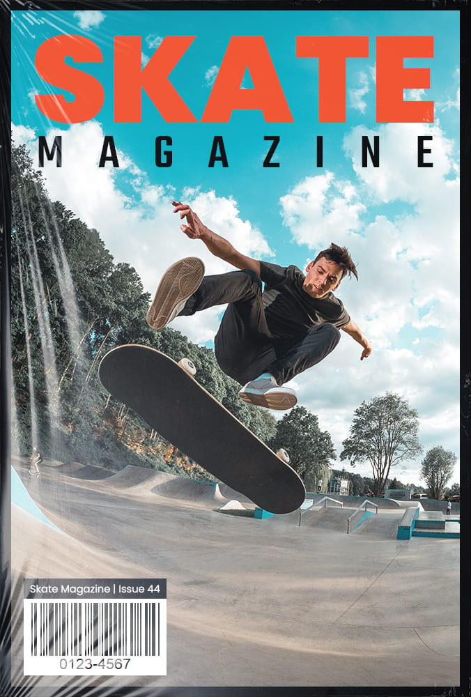 Sports equipment, Skateboard deck, Skateboarder, Sky, Publication, Font, Rolling