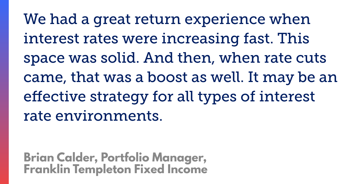 Brian Calder quote: Investment strategy works in all interest rate environments.