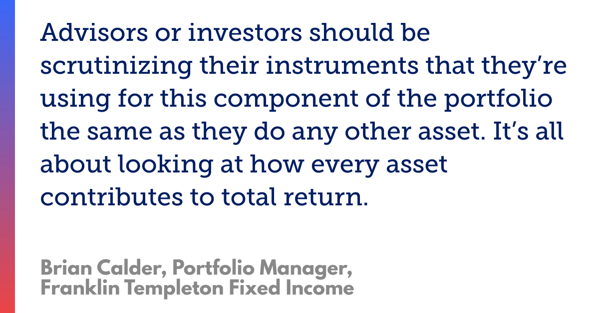 Brian Calder quote on portfolio scrutiny and total return.
