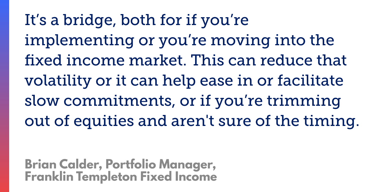 Quote by Brian Calder, Franklin Templeton: bridge for fixed income & equity timing.