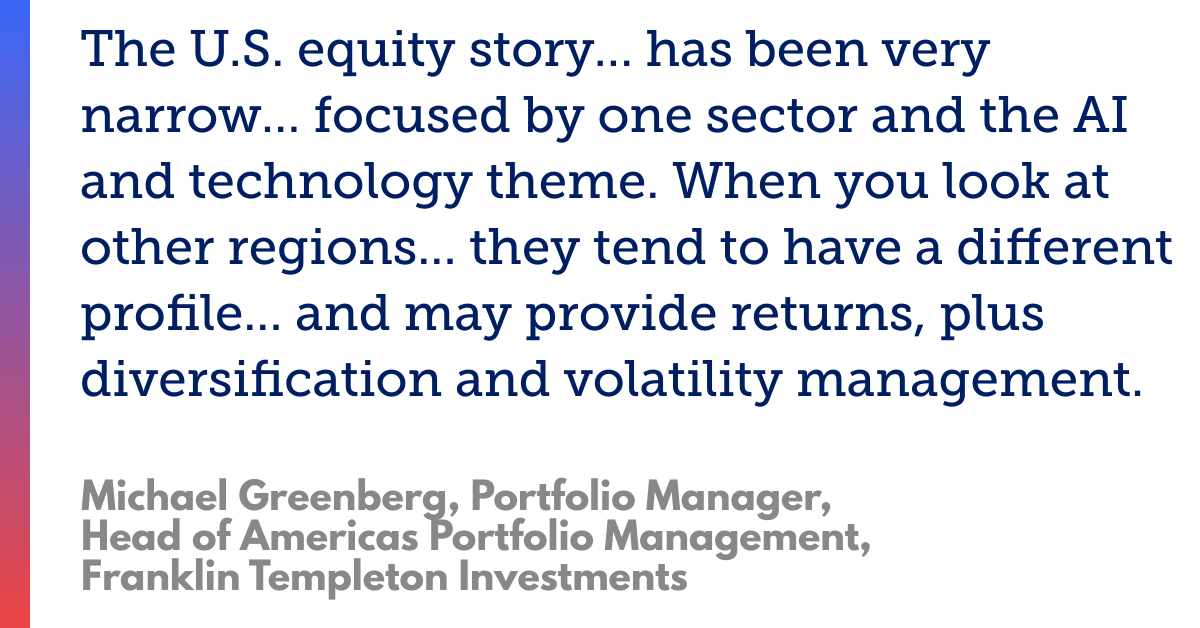Quote on U.S. equity market's narrow focus, compared to other regions offering diversification.